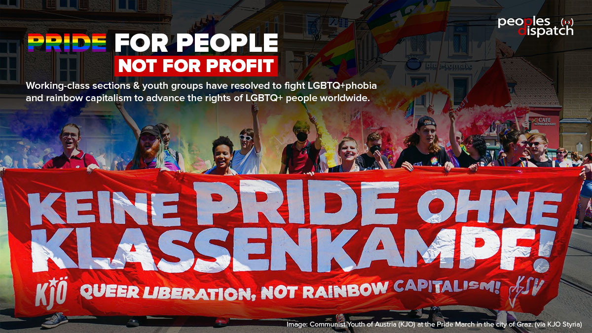 BTlongreads's tweet photo. While the Apartheid regime of Israel and multinational companies try to use #Pride to pinkwash their atrocities and make profits, #LGBTQI+ activists know that ‘pride is class struggle’.
#RedRainbow #CommunistPride https://t.co/am6Zn0vBA8