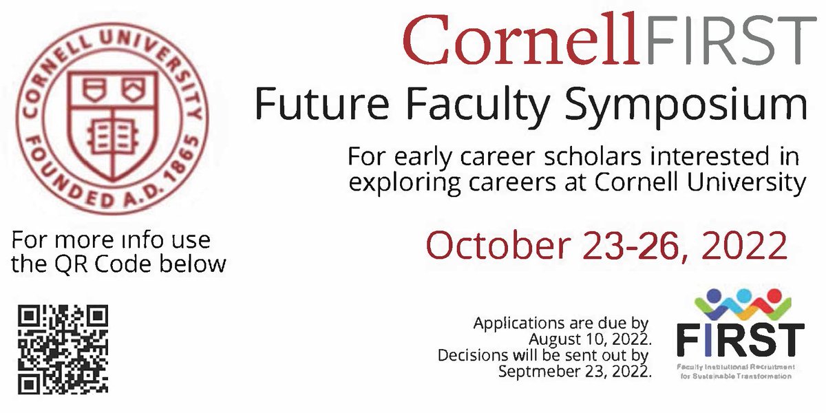 M v/d Meulen (@mchvdm) on Twitter photo 🔬 Early career scholars:
Apply now to @CornellFIRST Future Faculty Symposium on Oct 23–26
Explore faculty careers in <a href="/CornellBME/">Cornell BME</a> <a href="/Cornell_CBE/">Cornell CBE</a> <a href="/CornellHCD/">Cornell Human Centered Design</a> <a href="/CornellMicrobio/">Cornell Microbiology</a> <a href="/CornellPathogen/">Microbiology & Immun</a> <a href="/CornellMBG/">Cornell MBG</a> <a href="/CornellNutri/">Nutritional Sciences at Cornell</a> #BiomedicalSciences
<a href="/NIH/">NIH</a> #NIHFIRST
🗓 Aug 10 🔬 Early career scholars:
Apply now to @CornellFIRST Future Faculty Symposium on Oct 23–26
Explore faculty careers in <a href="/CornellBME/">Cornell BME</a> <a href="/Cornell_CBE/">Cornell CBE</a> <a href="/CornellHCD/">Cornell Human Centered Design</a> <a href="/CornellMicrobio/">Cornell Microbiology</a> <a href="/CornellPathogen/">Microbiology & Immun</a> <a href="/CornellMBG/">Cornell MBG</a> <a href="/CornellNutri/">Nutritional Sciences at Cornell</a> #BiomedicalSciences
<a href="/NIH/">NIH</a> #NIHFIRST
🗓 Aug 10