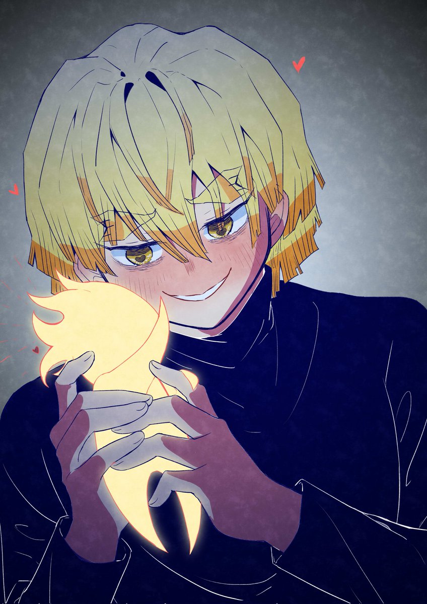 blonde hair male focus smile yellow eyes heart blush 1boy  illustration images