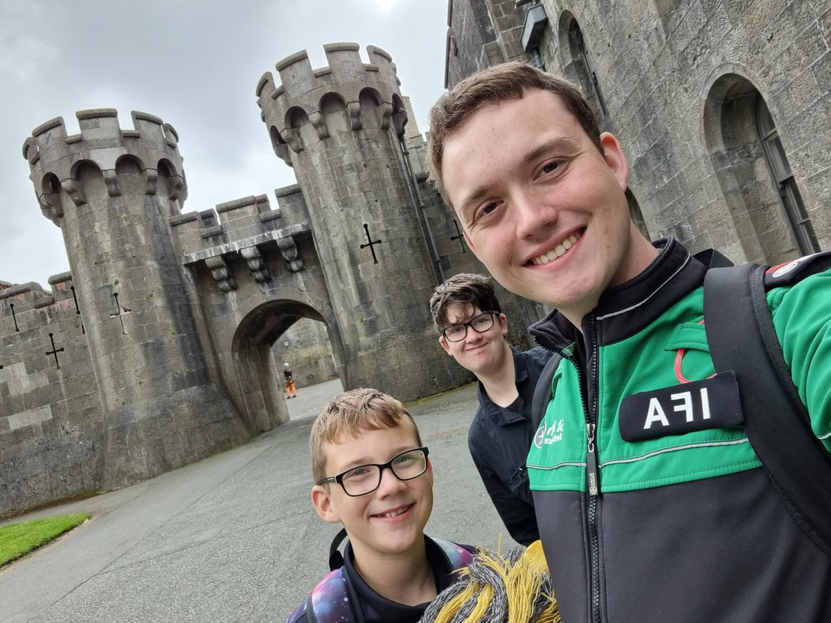 SJACNorthYouth's tweet photo. Today we have had Cadets attend Penrhyn Castle to take part in a project ran by @BetsiCadwaladr to create a Children’s Rights Charter. Here are Bangor Cadets George and Charley pictured with our National Cadet of the Year Josh who attended to support 😃 https://t.co/TnQa0VbufM