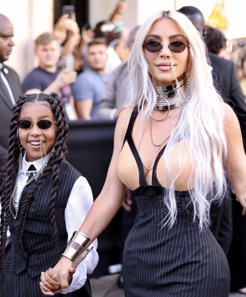 Kim and North at the Jean Paul Gaultier Couture Show at PFW today 😍 📸: @sofiadamsphoto