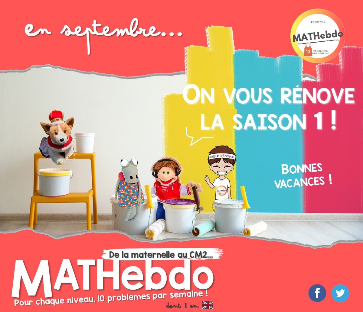 JosetteRapiette's tweet photo. Très belles vacances à toutes et à tous ! Nous vous retrouvons fin septembre !🤩
Merci pour votre enthousiasme toute cette année ! 😁#MATHebdo
@DSDEN86 @acpoitiers https://t.co/YiaHDuAVOg