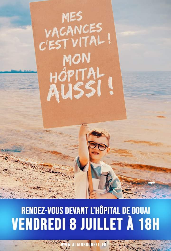 Certains nous reprochent de trop en faire, alors que la situation de l'hôpital se dégrade de jour en jour ! En plus de la pédiatrie, c'est peut-être l'ensemble des urgences qui vont fermer en août ! Il faut rien lâcher ! Vendredi à 18H, on se rejoint devant l'hôpital de Douai !