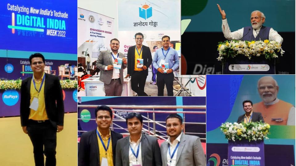 It was a great privilege to showcase our project in #DigitalIndia Week Celebration at Ahmedabad where PM <a href="/narendramodi/">Narendra Modi</a> has not just inaugurated the program but also visited the presentation of all the impactful initiatives including #GyanodayaGodda.  
Congrats team <a href="/EckovationApp/">Eckovation</a>