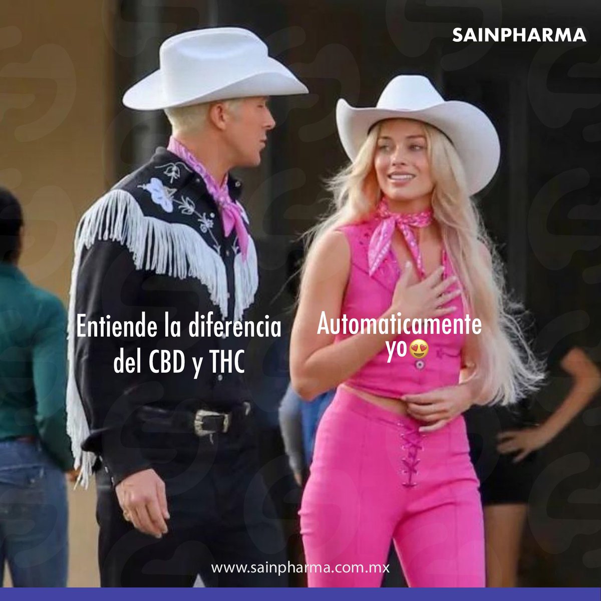 Sainpharma1's tweet photo. Cuando sabe la diferencia entre el CBD y THC 🥰⁣⁣⁣⁣

#Sainpharma #CBD #Suplemento #MargottRobbie #RyanGosling #BarbieMovie #Meme #Hermosillo https://t.co/6i8N4pM1UF