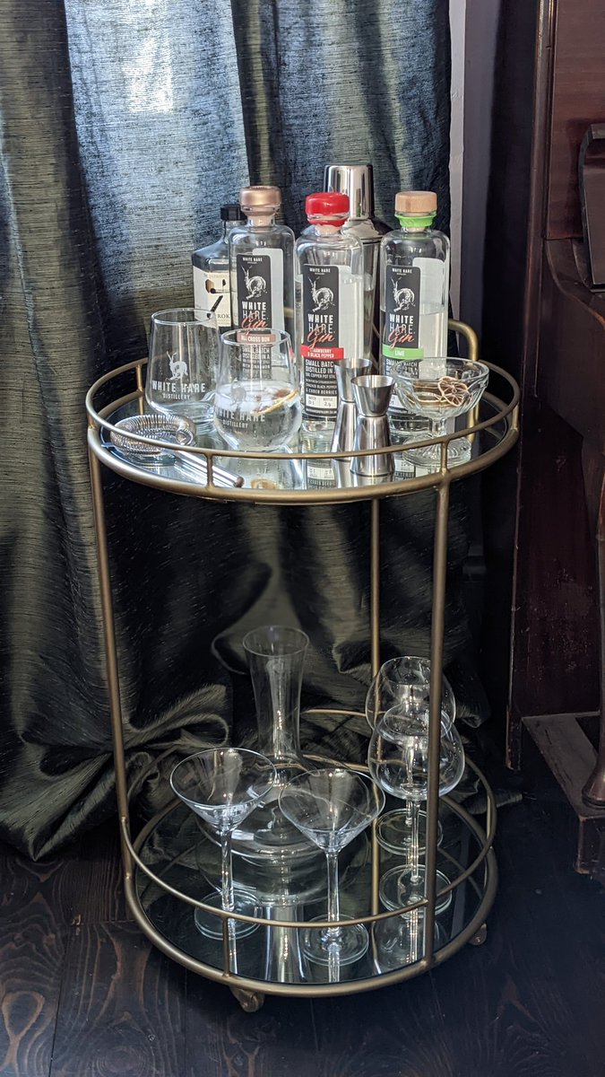 <a href="/WhiteHareCo/">White Hare Distillery</a>
Loving my new drinks trolley and a refreshing gin on this hot day!
#spiritofthehare
#strawberryandpeppercorn