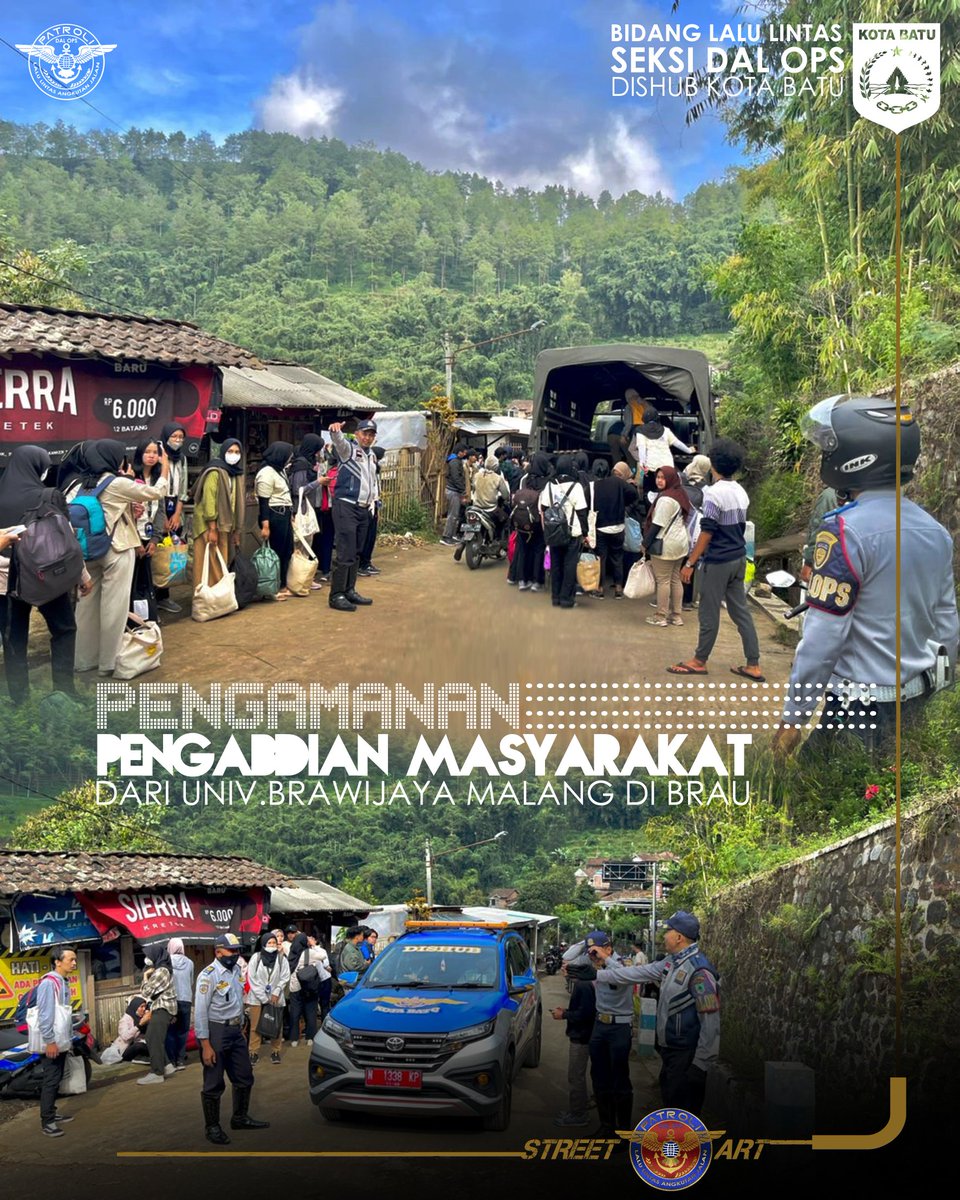 tukankreatip147's tweet photo. 6/7, Seksi DalOps Dishub Kota Batu melaksanakan Pengamanan Lalu Lintas Mahasiswa @UB_Official yang telah selesai melakukan Pengabdian Masyarakat di Dsn. Brau Kota Batu.
.
#dishubkotabatu #kotabatu #unibraw https://t.co/68eych8Av2