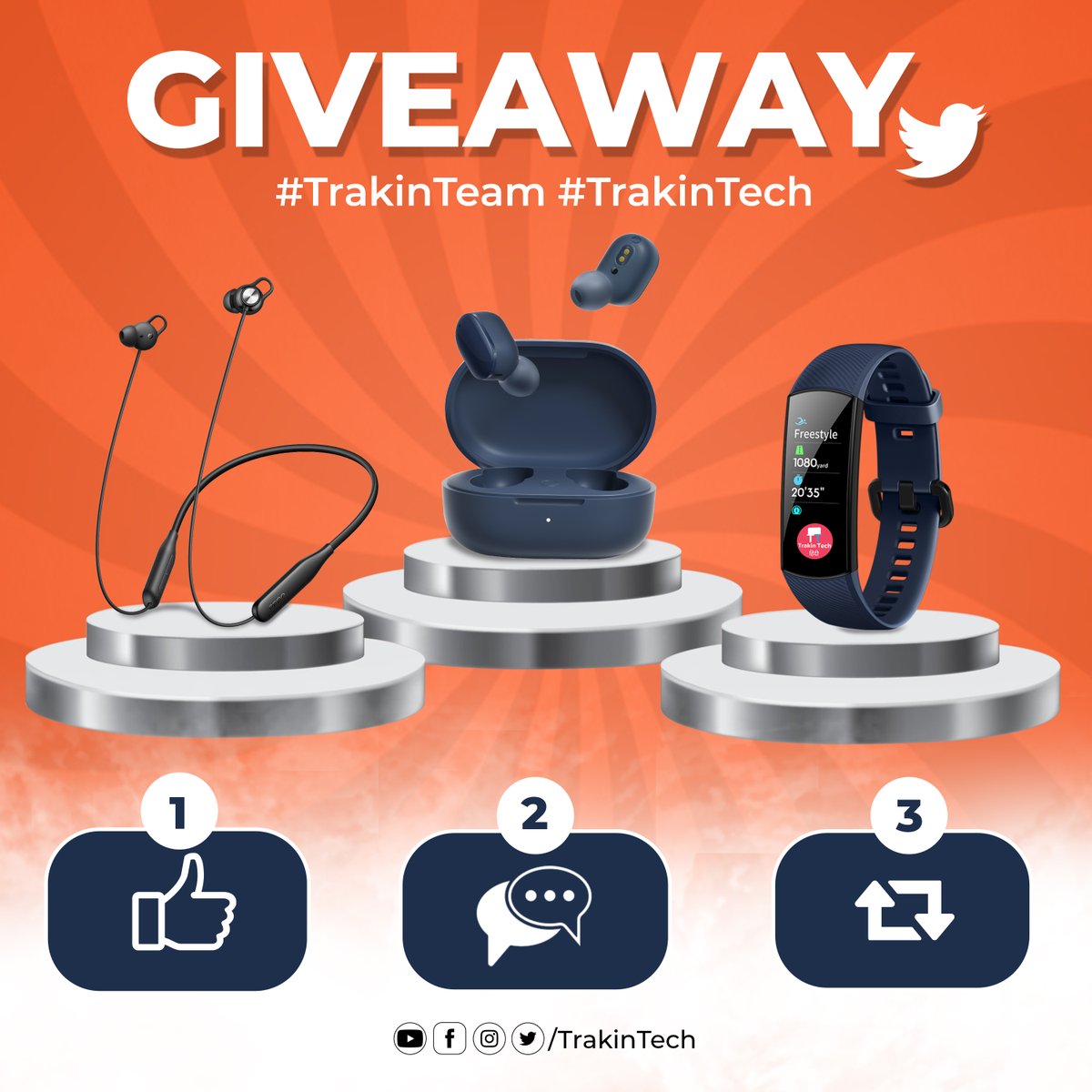 The wait is over.!
We at Trakin Tech are giving Away 3 Accessories to our Twitter #TrakinTeam (3 Winners)

OPPO Enco M32
Honor Band 5
Redmi Earbuds 3 Pro

*Follow us
*Like &amp; RT this post
*Comment on this post with #TrakinTeam #TrakinTech &amp; tag 3 friends

Good luck to everyone.