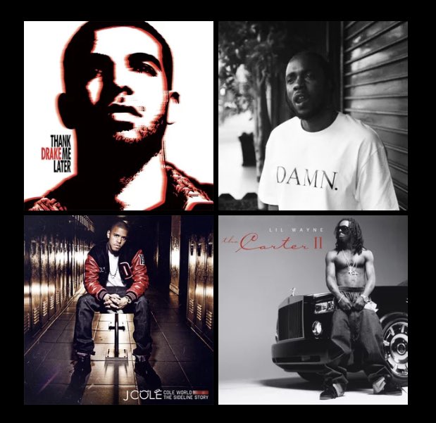 RANK THESE FOUR ARTISTS AND WHERE THEY STAND TODAY.
#rap #drake #lilwayne #kendricklamar #jcole