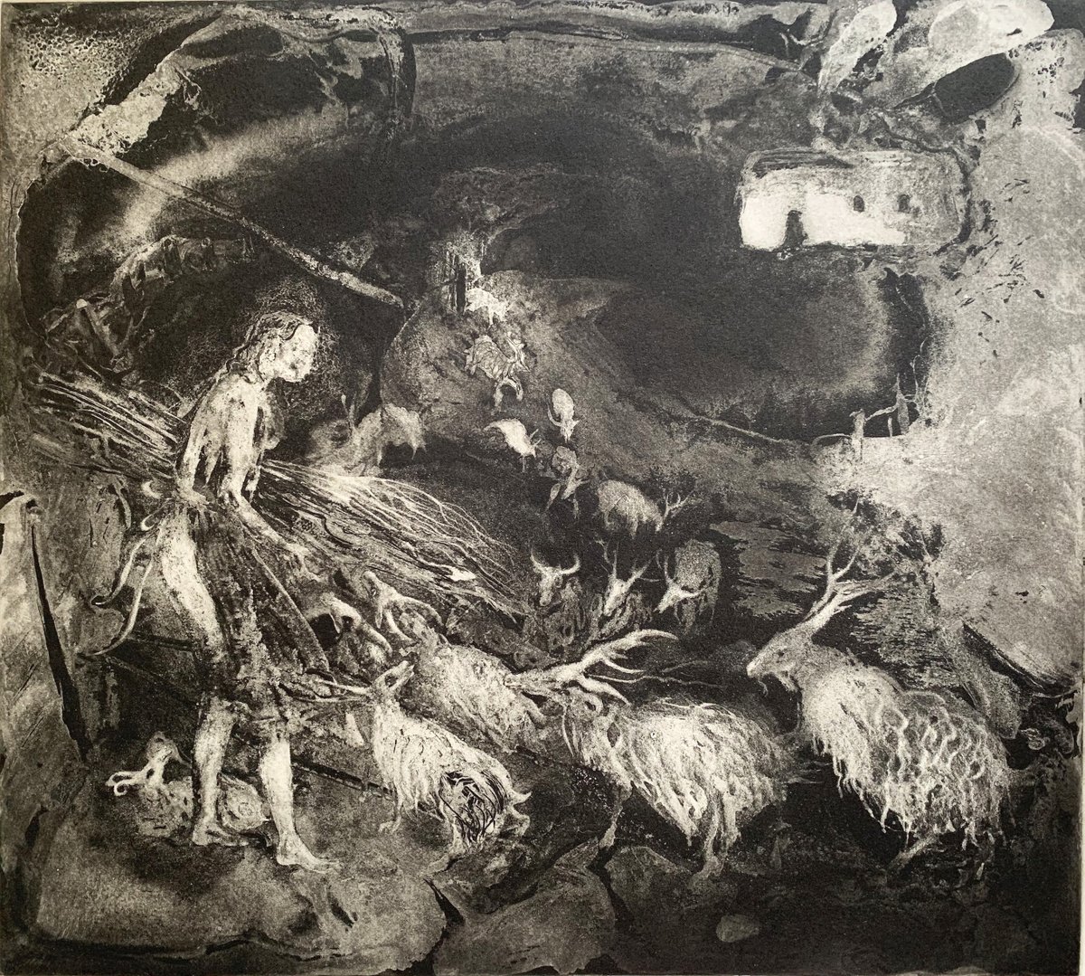Kindling, Etching by Flora McLachlan whose work grows out of the experience of observing the landscape and the process of translating this experience into print. Opens 8th July,Private View Sat 9th July 3 to 6pm
MAD SHADOWS – MUTE GHOSTS
THE LOCKDOWN EFFECT ON 5 ARTISTS
