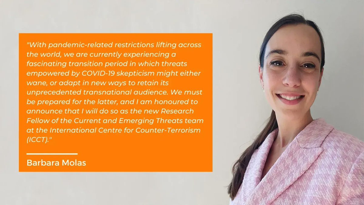 Say hello to one of our newest team members, @barbaramolas! From August, she will be @ICCT_TheHague’s Research Fellow in the Current and Emerging Threats programme and is an expert on far-right ideology, online radicalisation, and prevention. #meettheteam #counterterrorism