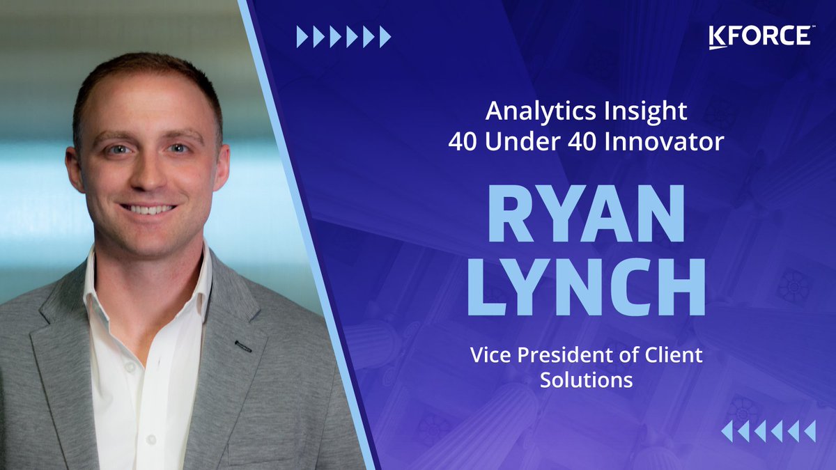 Kforce's tweet image. Kforce VP of Client Solutions Ryan Lynch is featured in Analytics Insight’s 40 under 40 Innovator issue talking about Kforce&apos;s customer-centric solutions. Read more about his innovative Sales Intelligence Strategy: hubs.la/Q01gf0J00 #AdvancedServices #BusinessSolutions