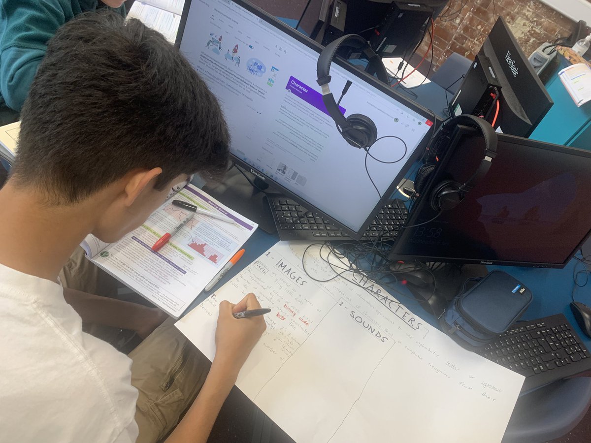 MaidaValeComp's tweet photo. Making posters about data representation, ASCII, sound and images; converting binary to denary ,hex to denary and viceversa; binary addition and shifting. #MVScomputing #MVS #binarynumbers #hexadecimal https://t.co/FrMH3JGs3S
