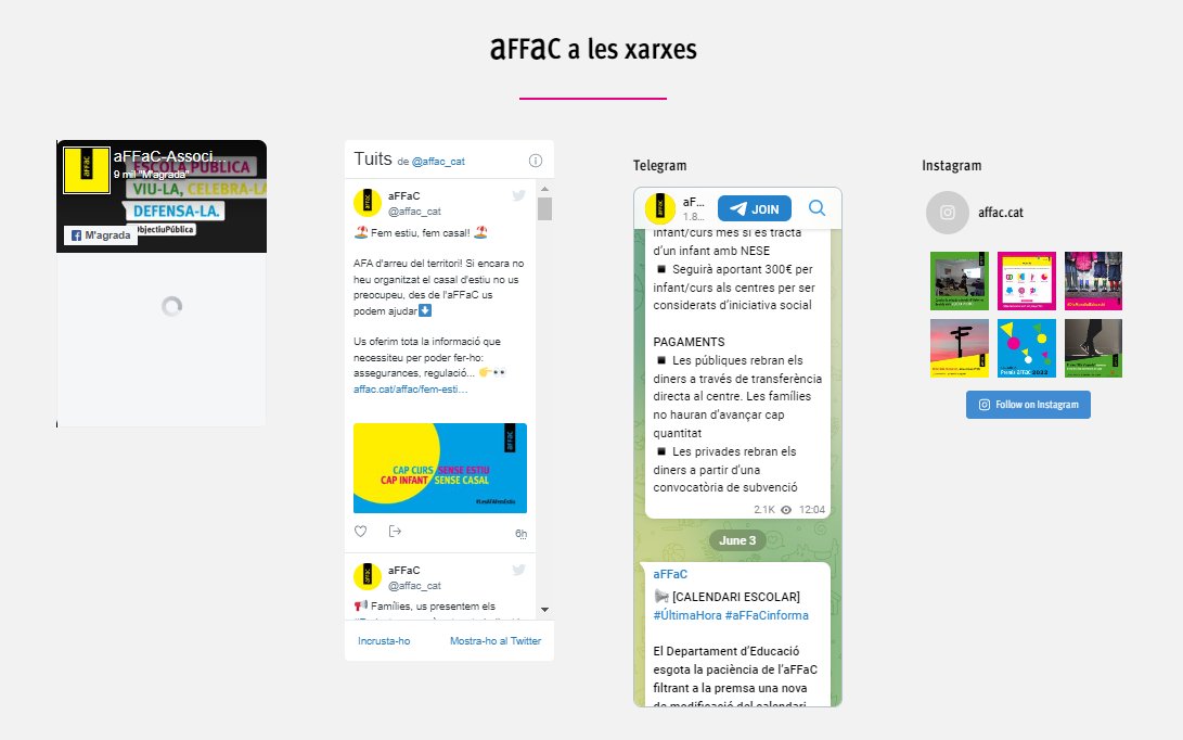 affac_cat's tweet photo. 📲 Voleu conèixer totes les notícies #aFFaC sobre les campanyes, formacions, serveis i més?
👍💕 Seguiu-nos i estareu al dia de qualsevol informació educativa! ⬇️
Instagram: https://t.co/MCjJCjb8ur
Facebook: aFFaC
Telegram: aFFaC
Youtube: aFFaC
Twitter: aFFaC_cat https://t.co/IhsEng9KJc