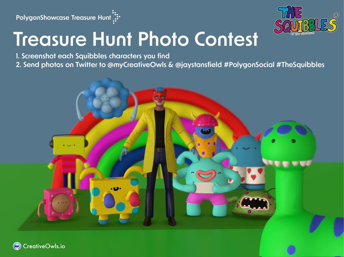 MyCreativeOwls's tweet photo. Can you find all the @The_Squibbles characters? July 9th -10th.
โก๏ธ Screenshot each Squibbles characters you find in the polygon showcase
โก๏ธ Send photos on Twitter to @myCreativeOwls & @jaystansfield #PolygonSocial #TheSquibbles
(50 Winners will be selected) https://t.co/juOV4fIPsF