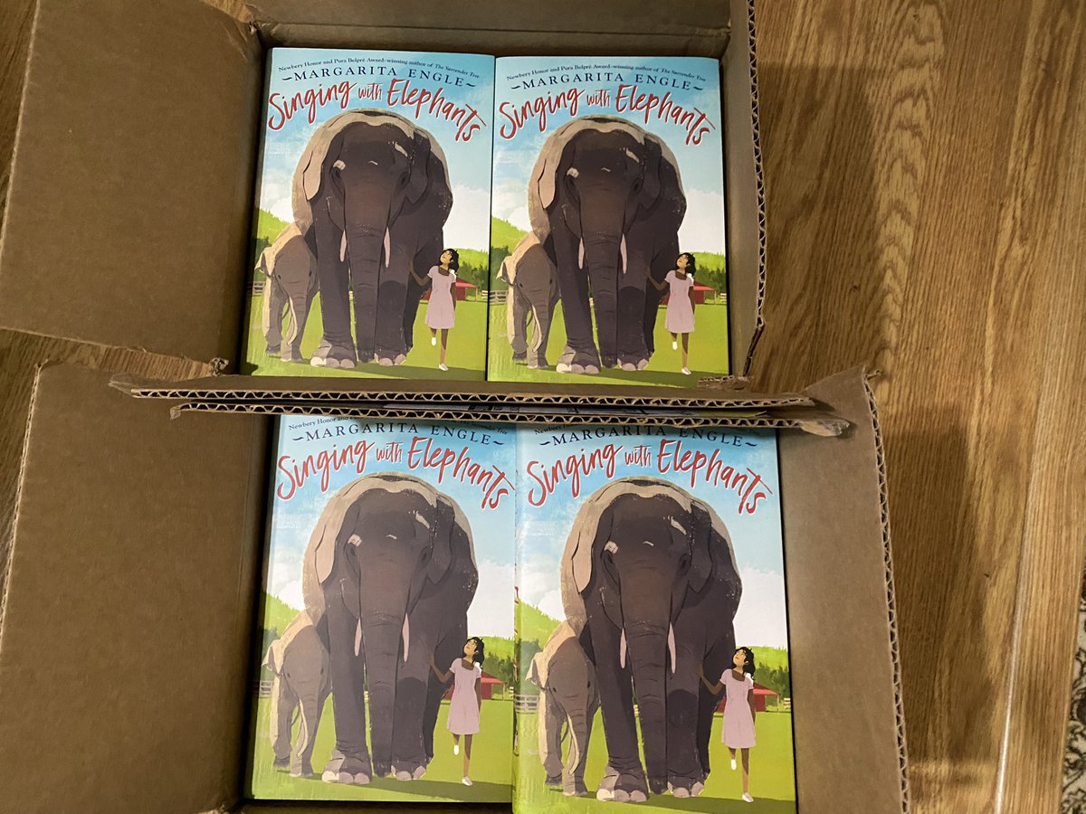 margaritapoet's tweet photo. Author's copies arrived! @penguinkids @PenguinClass #SingingWithElephants #versenovel #poetry #middlegradebooks https://t.co/A4l2zMKimQ