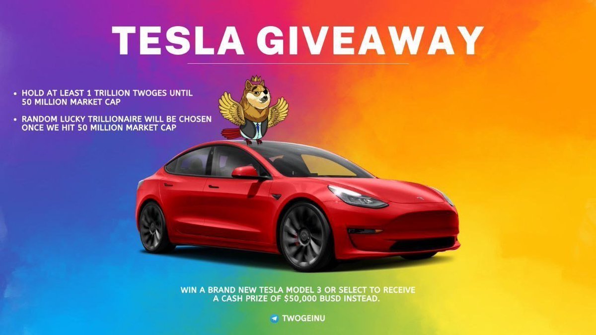 BryBrycrypto85's tweet photo. @Atlantis_Ex Next Big pump will be #twogeInu Tesla giveaway at 50m MC among other cash prizes along the way the higher the market cap gets! Do not miss out! Did I mention 0% buy Tax! Great entry point to fill your bags!!

Telegram: https://t.co/scqzBGc6wS
Website: https://t.co/i3qcQqCuDC https://t.co/92CgLMqNmn