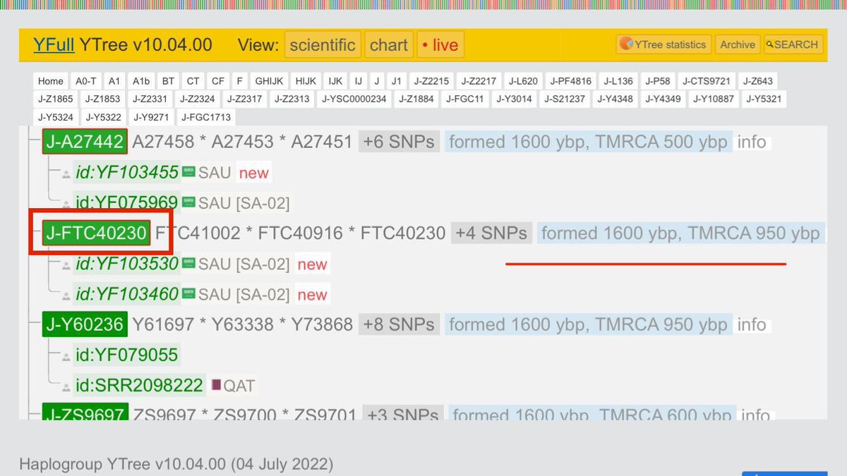 DNA_1713's tweet photo. في التحديث الجديد لمشجرة الواي فل أُضيف عمر التحور الفهمي الجديد FTC40230 المتفرع من FGC40709 وقدر ب 950 سنة
وقد تكتل عليه البراهمة والرقطان من #فهم الحجاز https://t.co/h49BANKKju