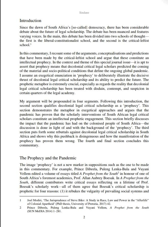 DrSindane's tweet photo. Hello guyz and guysez. My paper has been published by SA Public Law Journal! Cela nithi hooray!!!!
😎🎊🥳🎉 #AcademicTwitter 

I dedicate this one to the Prophets of our times: Professor Joel Modiri and Professor Tshepo Madlingozi ✊🏾❤️ https://t.co/ZHVm9gbas2