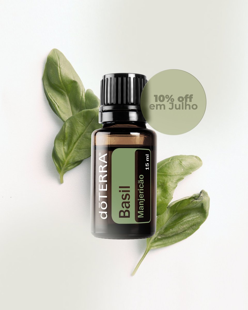 O dōTERRA® Basil 15ml, este herbal refrescante, quando aplicado nas têmporas e na nuca, pode ajudar a reduzir a sensação de ansiedade e inquietação do corpo. Ele está com 10% de desconto até 31/07*!

*Oferta válida enquanto durarem os estoques. Não válido para clientes de Varejo.