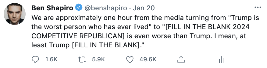 benshapiro's tweet photo. BTW, when I say "predictable," I mean I predicted this literally the day Biden entered office. https://t.co/yQ31Wf9aXU