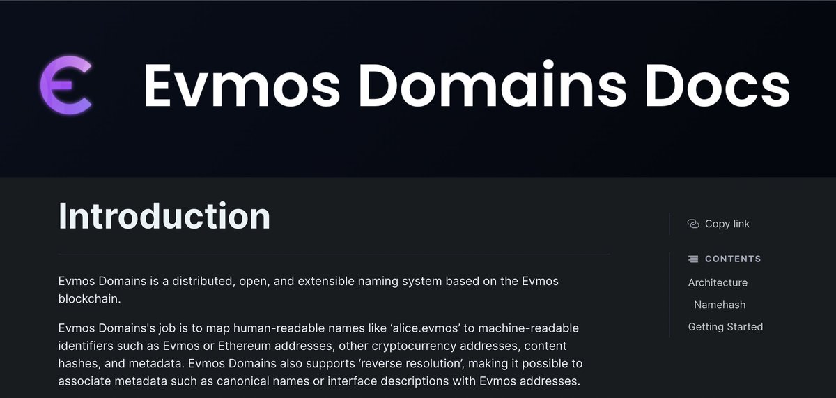 EvmosDomains's tweet photo. 🚨 OFFICIAL DOCS DEPLOYED 🚨

Gm everyone! 👀

We just set up the official knowledge base for Evmos Domains and integration!! 🔥

You can now learn about Evmos Domains and read your heart out on our official documentation! 📚🤓

Documentation: 👇
👉 https://t.co/iZhA9uO3YU https://t.co/d29KvRzx9I