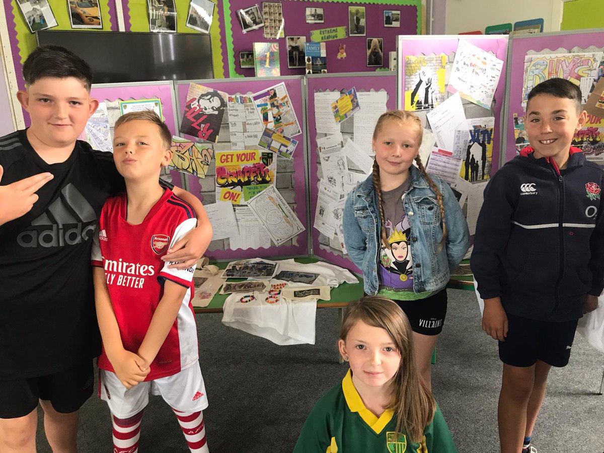 CGPrimary's tweet photo. Class 8 &amp; 9 pupils did so well during their enterprise challenge presentation today. Da iawn! They were amazing and did such a good job representing our school! They certainly ‘Got Their Graffiti On’ and impressed the judges! #CGPTech #CGPArt #Priment22 #Banksyart #Banksy https://t.co/4Dhsl6a5ql