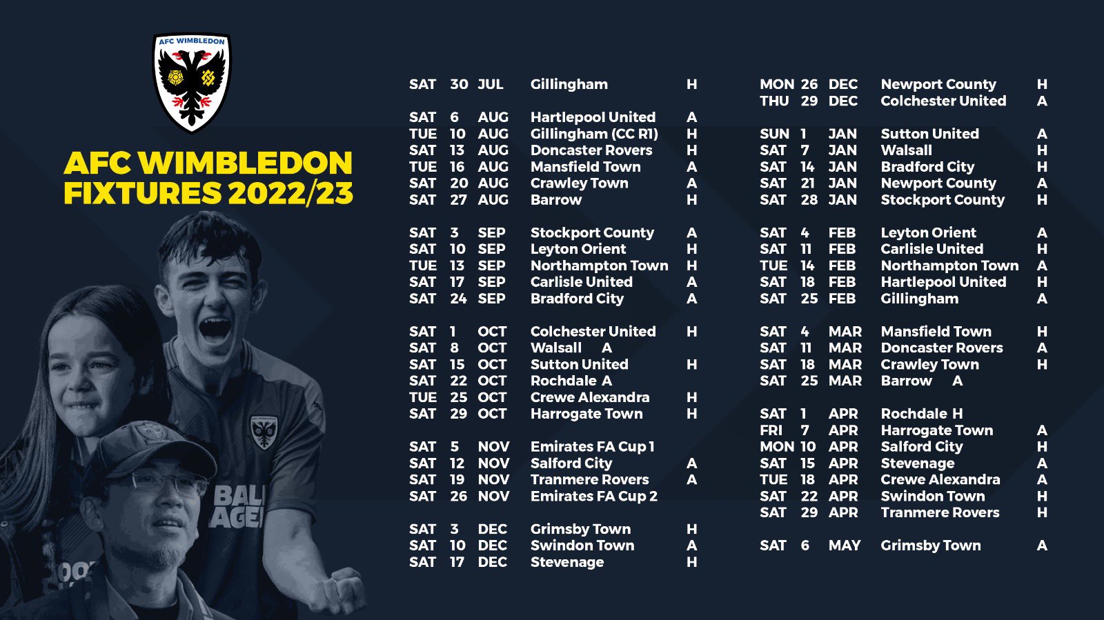 Afc 2024 wimbledon fixtures