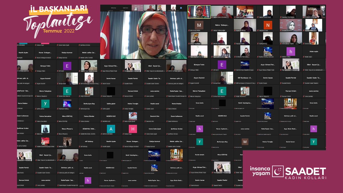Genel Merkez Kadın Kolları Başkanı Beytiye EKİNCİ Hanımefendinin başkanlığında Temmuz Ayı İl Başkanları Toplantısı gerçekleştirildi.