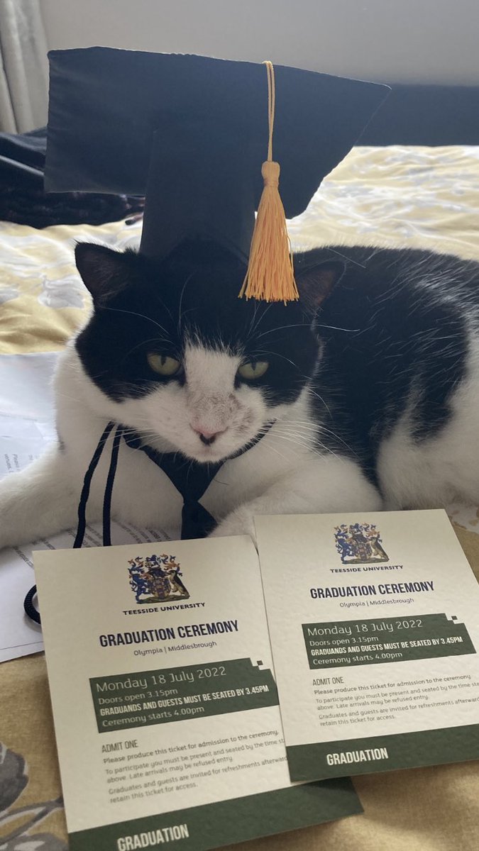 Jarrad was very excited about graduation tickets arriving today! He even dressed up for the occasion 👩‍🎓🙈🤣<a href="/TeessideUni/">Teesside University</a> #graduation2022