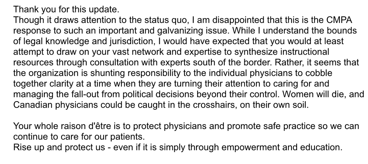 EmilyDelpero's tweet image. I'm no @DrJenGunter but I was so distressed by the "you're on your own" mentality of our 🇨🇦 medical protection agency that I wrote them a response. Maybe if we all wrote them we would be heard.