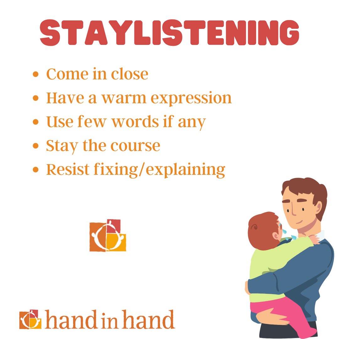 What do you know about Staylistening? 🤚😭💞
You don't have to say much (or anything at all) you simply come in close and show you are there and they are safe in whatever they are feeling. 💗
Do you have any questions about this tool? ▶️▶️▶️ handinhandparenting.org #parenting