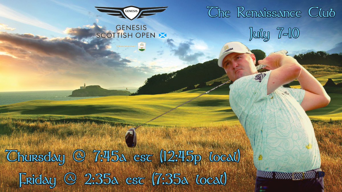 TrackingKokrak's tweet photo. The #ScottishOpen starts tomorrow! Kokrak will play alongside Rickie Fowler &amp; Padraig Harrington for the opening two rounds...

Tee Times below ⬇️ https://t.co/JHY1fYXfon