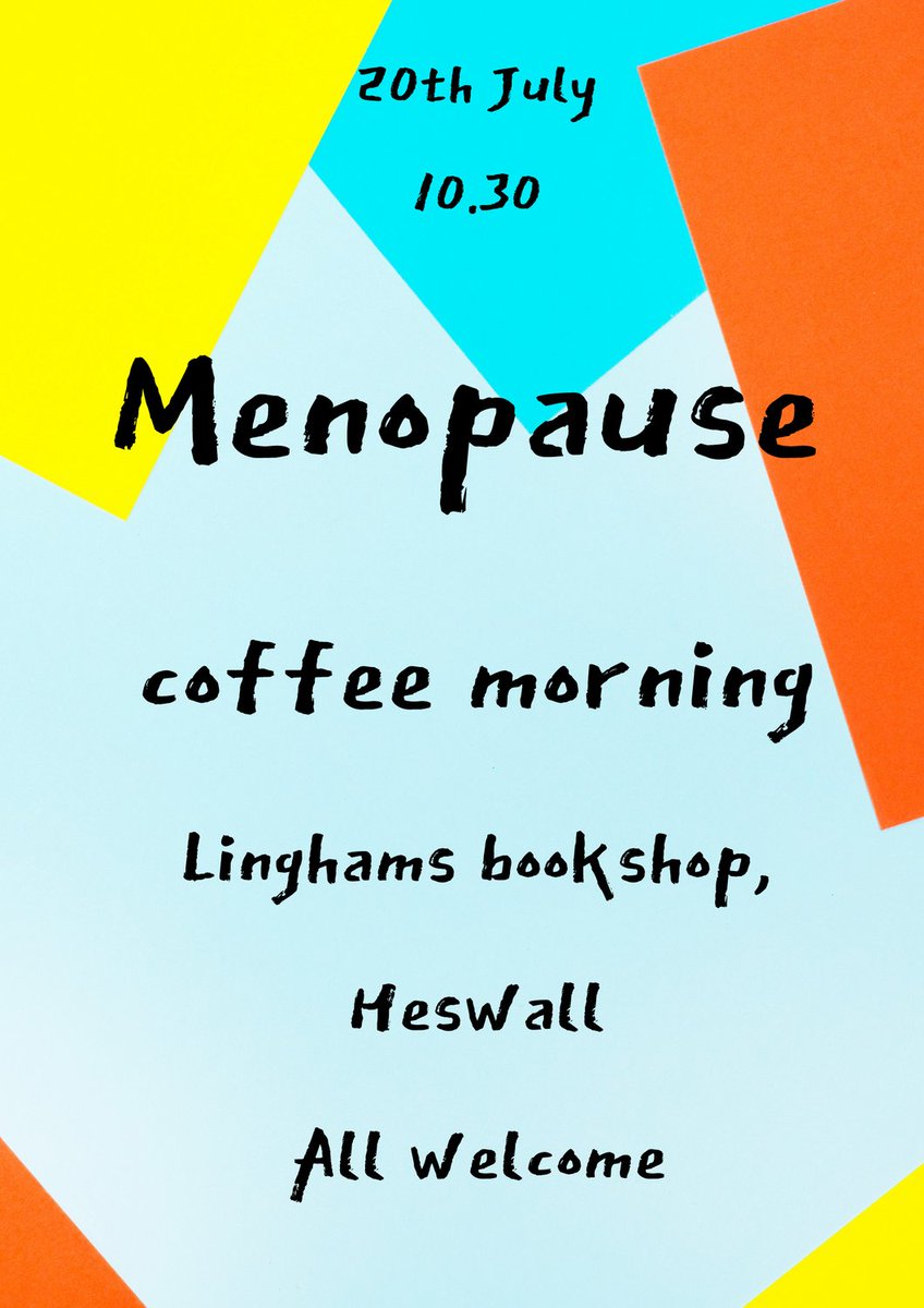 Our next #menopause coffee  morning 20th July all welcome . #Heswall <a href="/heswallmagazine/">Heswall Magazine</a> @menopuseexch @themenocharity
'