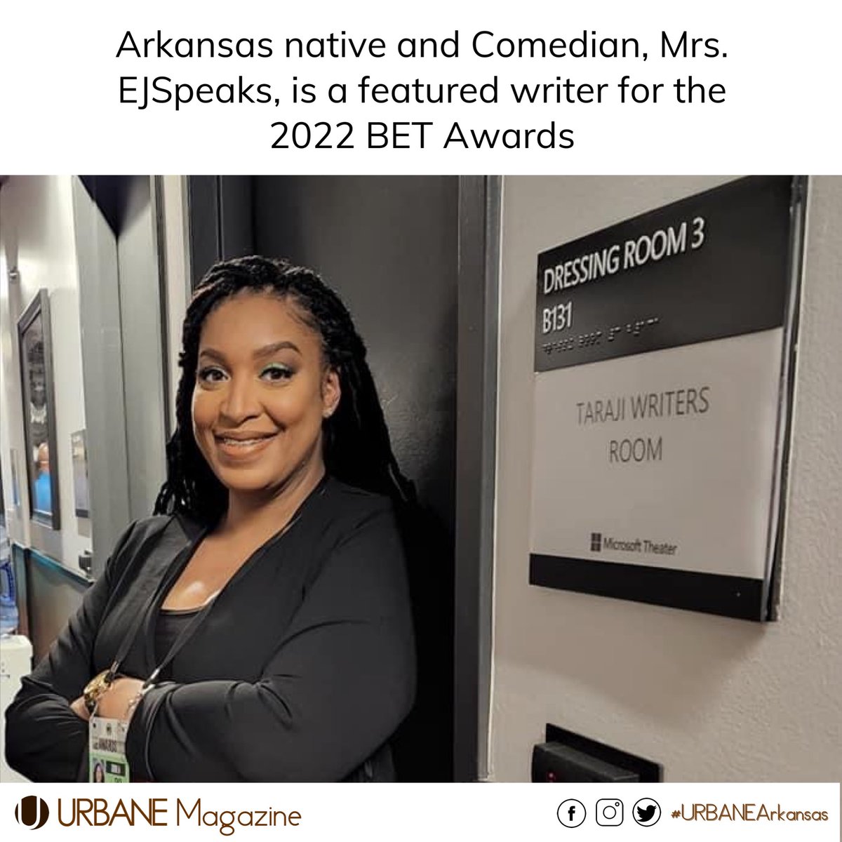 Arkansas’ own @mrs_ejspeaks was chosen as a writer for actress Taraji P. Henson for the 2022 BET Awards.

In a recent Facebook post, EJSpeaks writes:
“This year, I got to write for the BET Awards! ... My heart is so full❤️”

#BlackWriters #BlackComedians #URBANEArkansas