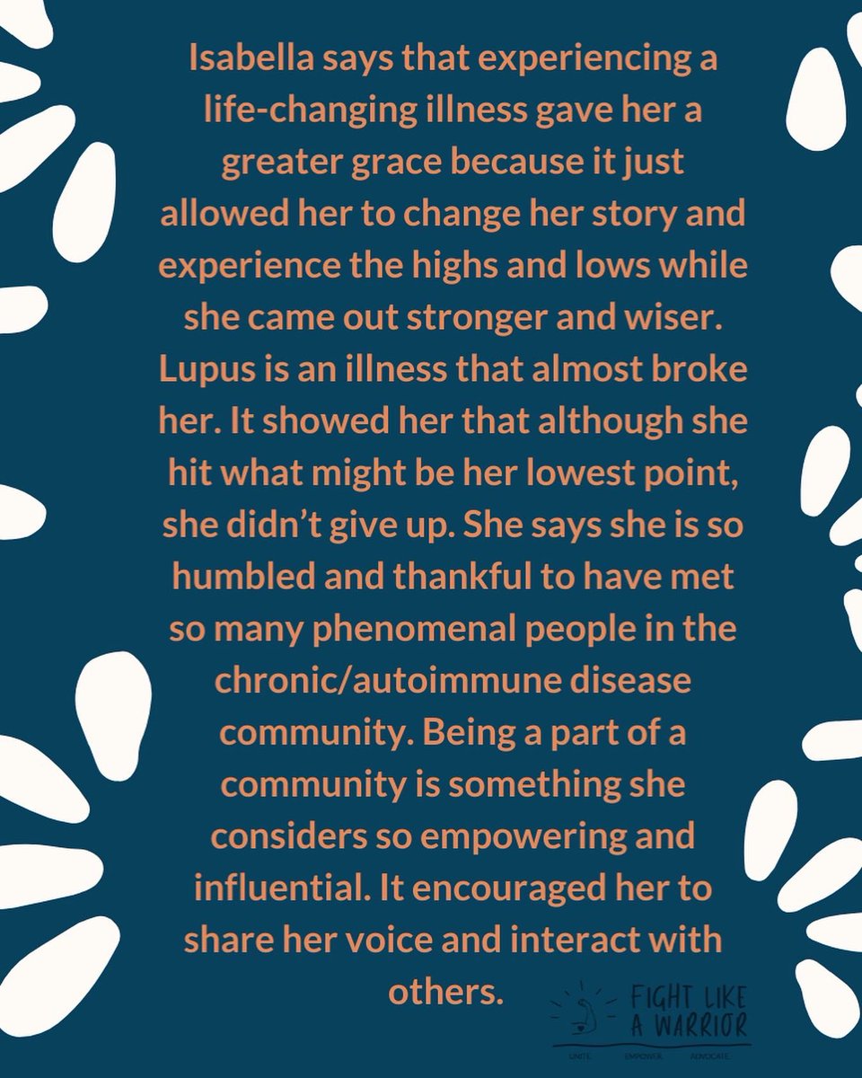 FLAWarriorOrg's tweet photo. Meet our July Warrior of the Month, Isabella!! 

Isabella was diagnosed with Lupus SLE in February 2014 after experiencing several symptoms related to Lupus. 

Read more about Isabella and her story on our website! 

#lupus #wotm #warrior #chronicillness https://t.co/0dRWPgiSqg