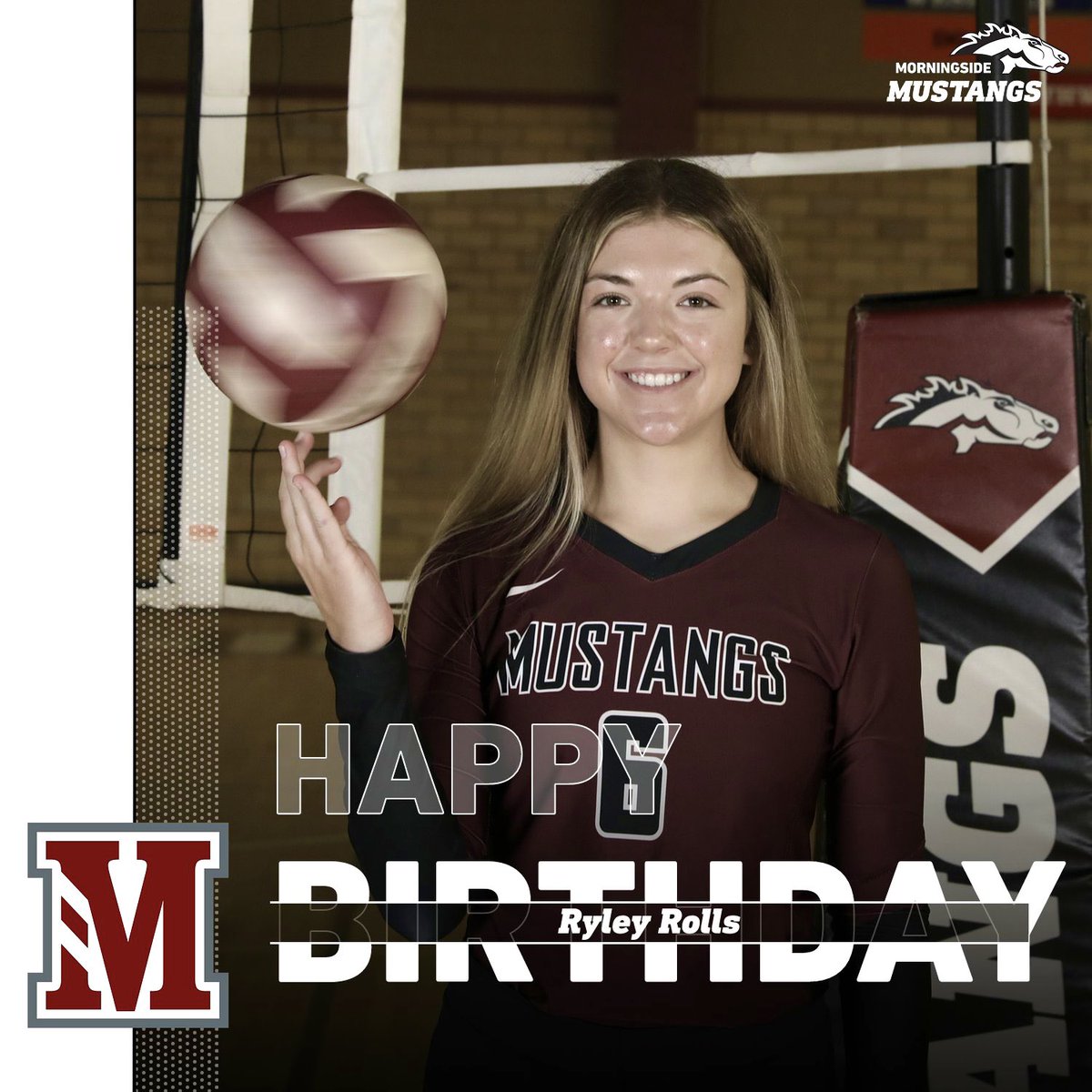Happy Birthday to senior pin hitter, Ryley Rolls! We hope you have a great day! #HappyBirthday #MustangVolleyball