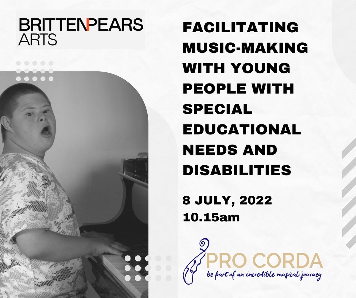 “We’re delighted to be teaming up with our friends @BrittenPears and Snape on Friday for a Pro Corda-led training day. Working with professionals from across the eastern region to help develop and enhance creative music teaching skills within additional needs and autism.