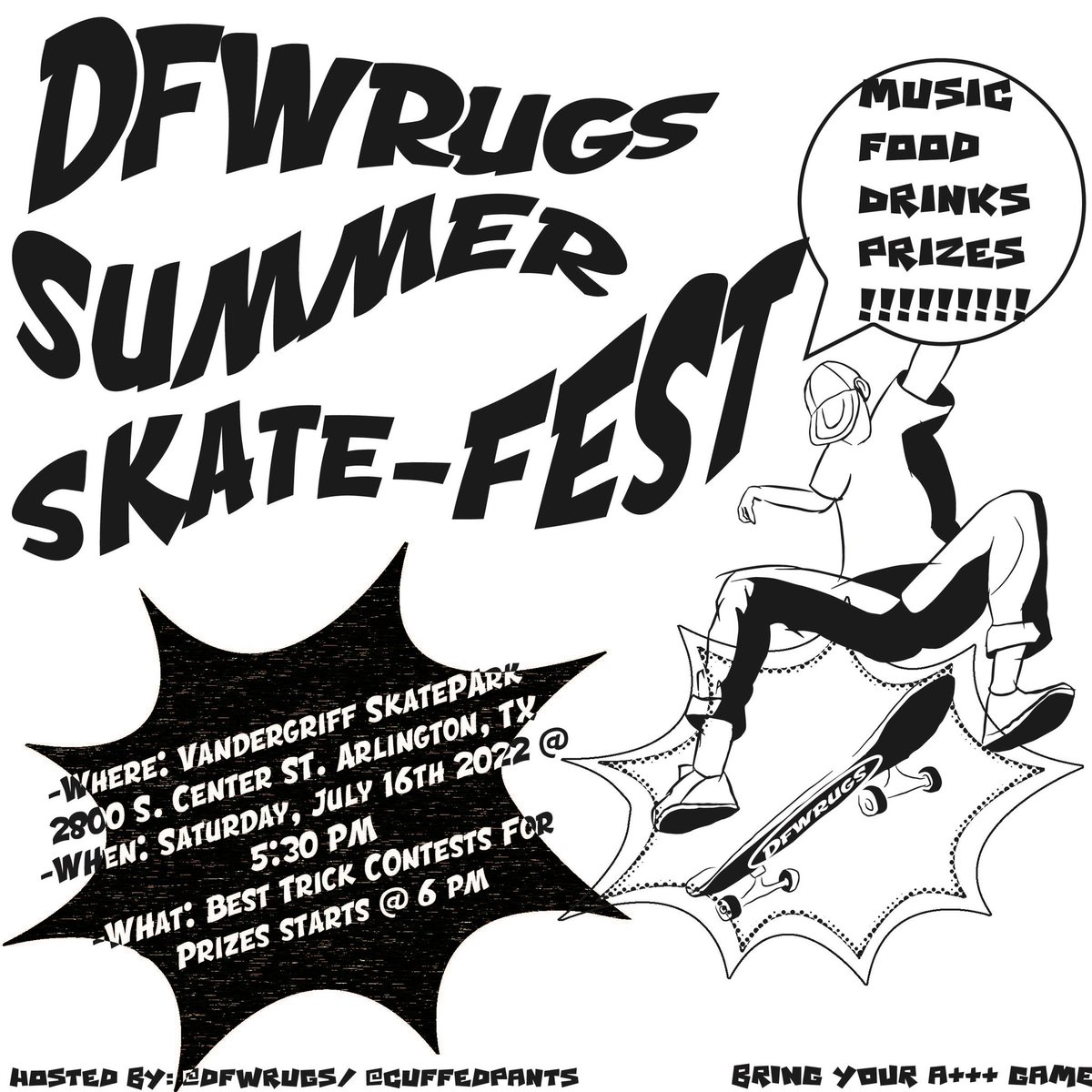 dfwrugs's tweet photo. Wassup hope everyone had a good holiday vacation. We're back from the holiday to announce sum very special to y'all. This month we will be hosting our very first "DFWRUGS Summer Skate-Fest" https://t.co/acWbqNXRna
