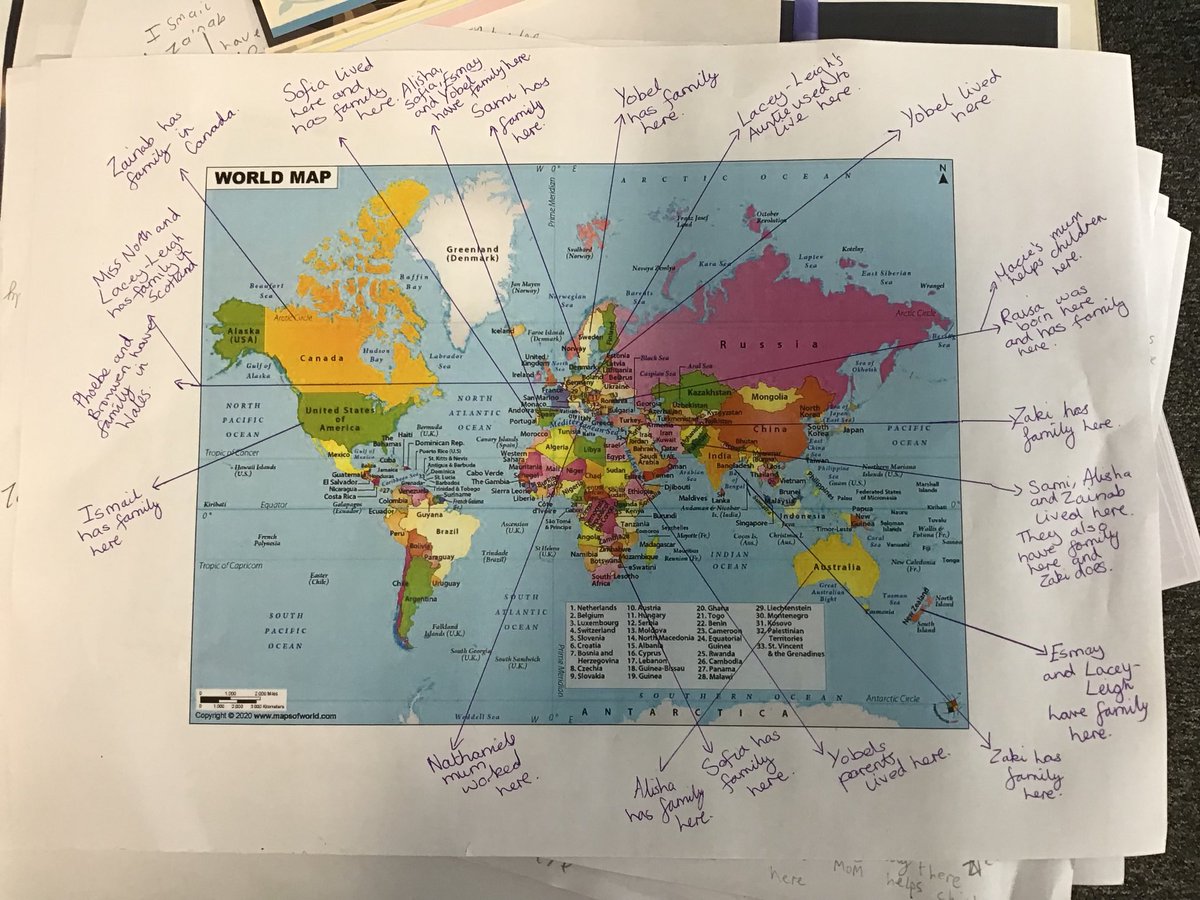 In a geography lesson we have looked at where the children in our class and their families live or have lived. #cultureweek