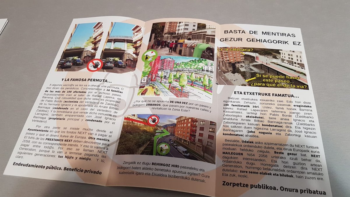 noalzulo's tweet photo. Estamos buzoneando un tríptico con información que no vais a leer en los periódicos.
Como no tenemos el presupuesto del Ayuntamiento para repartirlo, aquí lo tenéis por si no os llega.
#Eibar
#UrbanismoSalvaje
#Azitain #Estaziño https://t.co/nemWoy1JIw