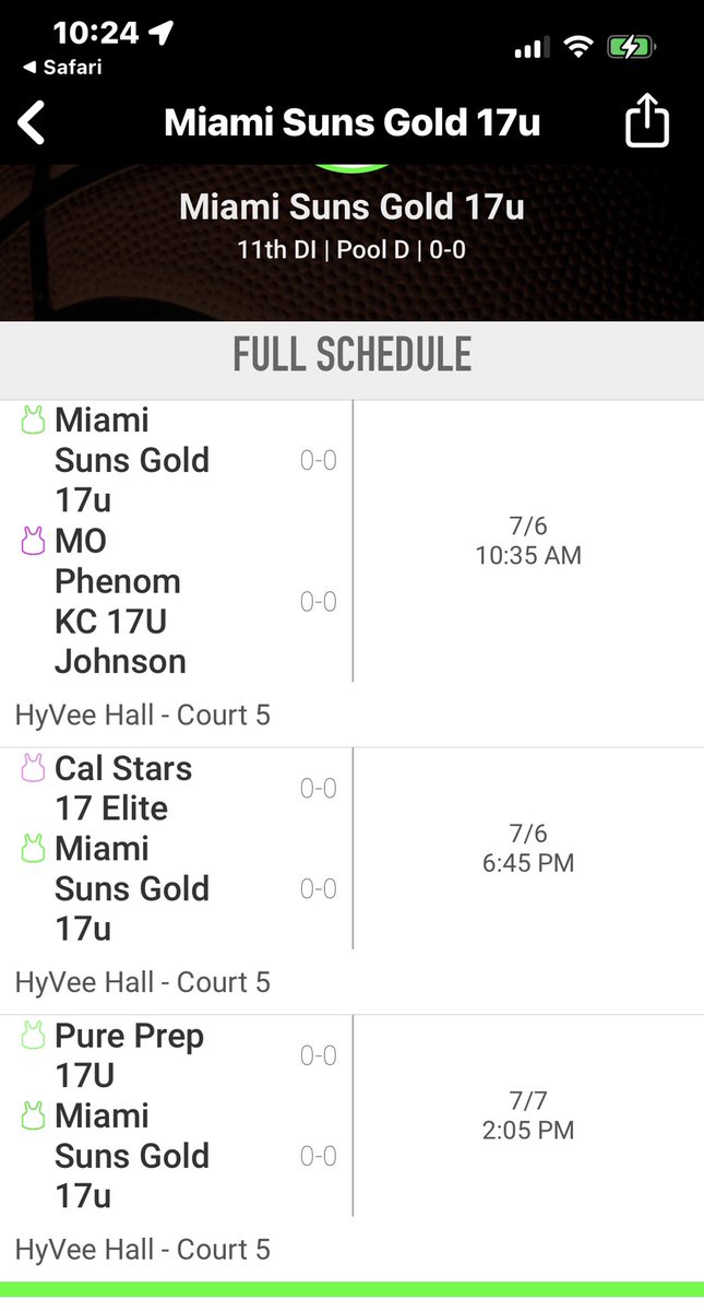 College Coaches come by and check out our Miami Suns Gold 17U in Iowa. We are on Court 5 today at 10:35 and 6:45. <a href="/Suns_Gold/">Miami Suns 17U Gold Team</a> <a href="/MiamiSuns/">Miami Suns</a> <a href="/Team_Fowles/">Miami Suns Team Fowles</a> <a href="/PGHFlorida/">Prep Girls Hoops Florida</a> <a href="/SUTSReport/">SUTS Report</a> <a href="/PBCBBallForum/">#PBCHOOPS</a>