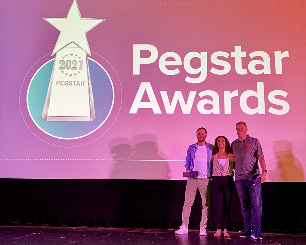 RedPegMarketing's tweet photo. Last week we had the joy of gathering for our Q3 Kickoff and celebrating our newest PegSTARS! 🌟

Every quarter, we vote on the RedPeg team member that has best represented each of our core values. Thank you to this group of rockstars for embodying our ONE TEAM mentality. https://t.co/qPwNMuNRH4