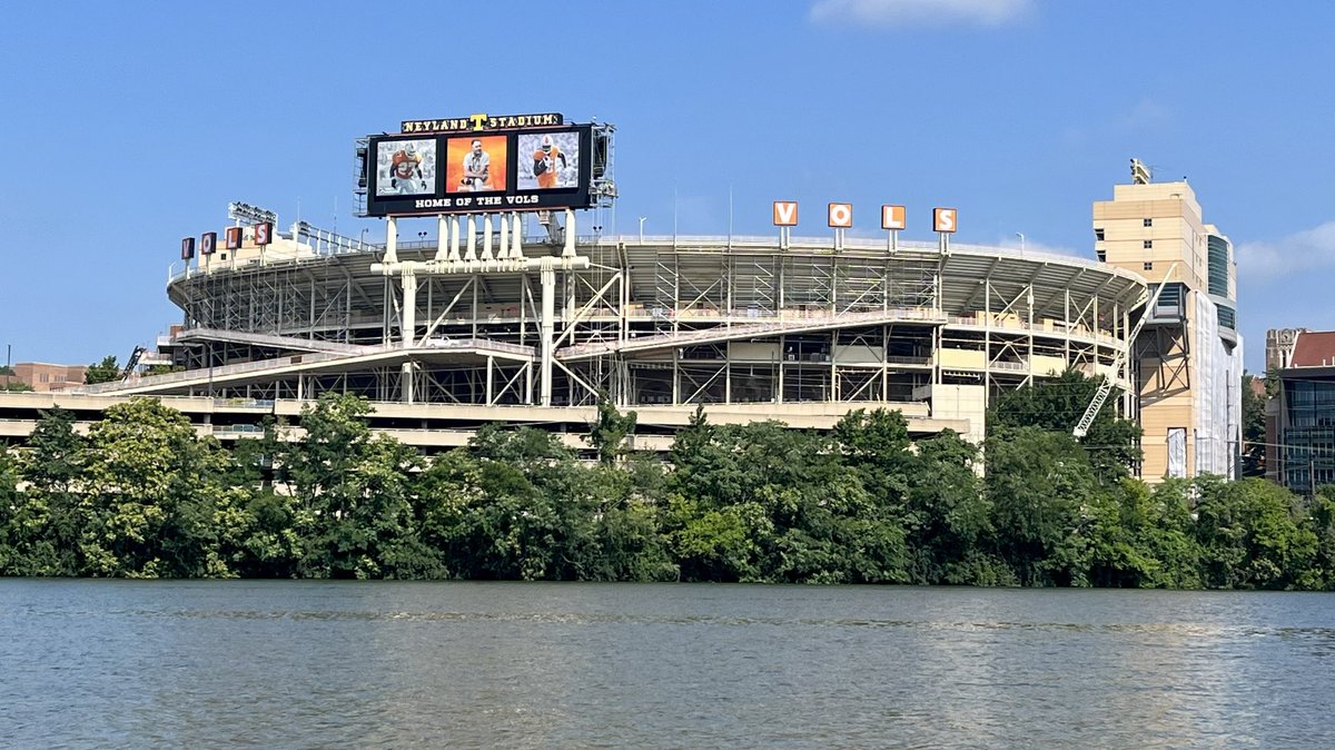 Views from the Tennessee River. 

Both V-O-L-S signs have officially been installed in the south end zone. // ⁦<a href="/rockytopinsider/">Rocky Top Insider</a>⁩