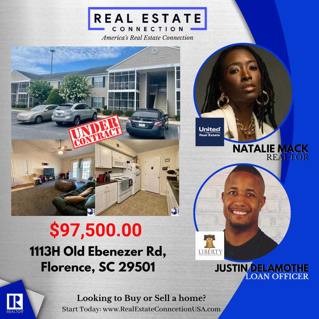 UNDER CONTRACT
1113H Old Ebenezer Rd, Florence, SC 29501

Huge congrats to our very own amazing and hardworking REC star agent Natalie Mack and LO Justin DeLaMothe of @rehabloans1 for helping our mutual client find this beautiful property.

#RealEstateConnectionUSA #SCproperties