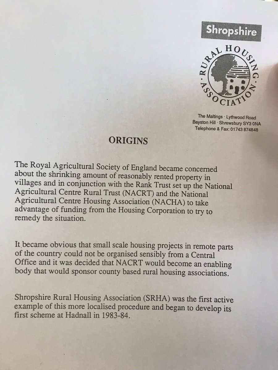 srhassoc's tweet photo. Researching our history and came across this which seems appropriate for #RuralHousingWeek.
Spot the deliberate mistake.  The scheme in Hadnall actually opened in 1982. #40years https://t.co/AnqNr1CEvd