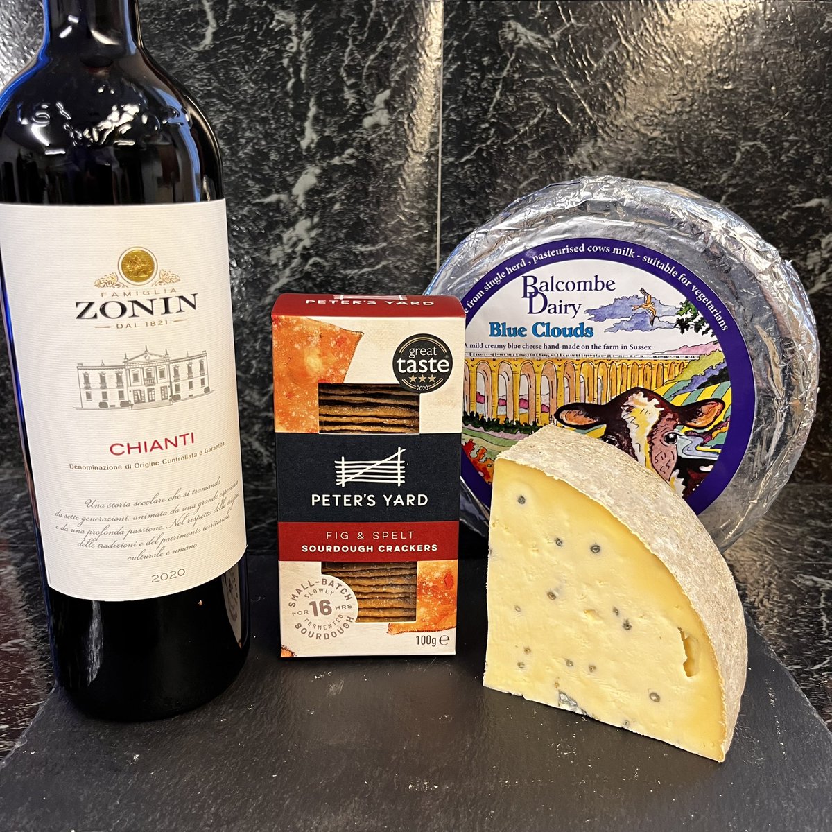 TheCheeseHut1's tweet image. Don’t forget all this month we have a #specialoffer of 400g of #BlueCloud #cheese a packet of @PetersYard #crackers &amp;amp; a #beautiful bottle of @ZoninWinesUK #Chianti All for just £22.95 available in store &amp;amp; #online thecheesehutshop.co.uk/products/month…