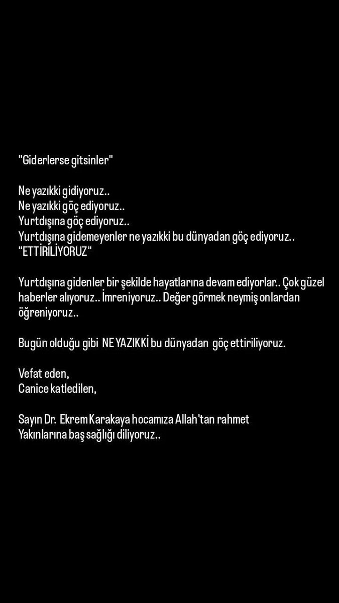 Sebep olanlar, sahip çıkamayanlar, utanmayanlar.. Size diyoruz.. Bugün bir hekim ÖLDÜRÜLDÜ.. 

#konyasehirhastanesi
#DrEkremKarakaya
#GormuyormusunFahrettinkoca
<a href="/saglikbakanligi/">T.C. Sağlık Bakanlığı</a> <a href="/drfahrettinkoca/">Dr. Fahrettin Koca</a> <a href="/hekimsen/">Hekimsen</a> <a href="/hekim_birligi/">Hekim Birliği</a> <a href="/Tabip_Sen/">TABİP-SEN</a>