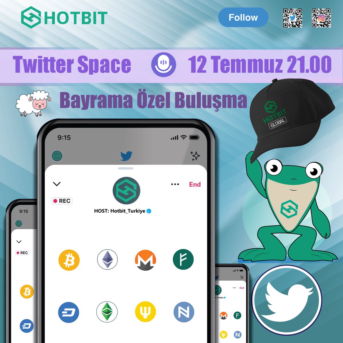 Hotbit_Turkiye's tweet photo. HOTBIT Türkiye, ailesi ile bayramlaşmaya geliyor 🥰 Bayram harçlıksız olmaz diye düşündük(adettendir)😌

🧢 50 Şapka  
(5 tanesi bu twiti RT💚 yapan arkadaşlar arasından seçilecek) 

VE

30 kişiye 300$ 💵 lık harçlık havuzu

https://t.co/FOuMwWwJkQ https://t.co/SmXUrUjqG8