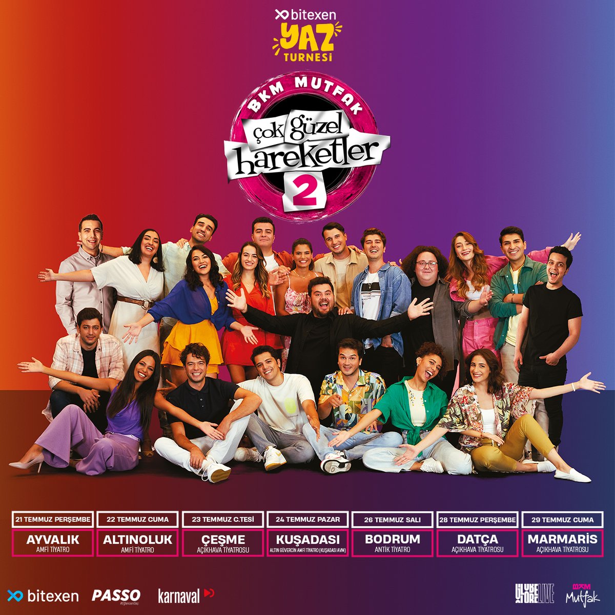 Bu yaz çok çok çookk eğleneceğiz! 🤩 İşte zillerin susmayacağı şehirler! 🔔 😍#ÇokGüzelHareketler2

Biletler 👉 bit.ly/3IiRxCM